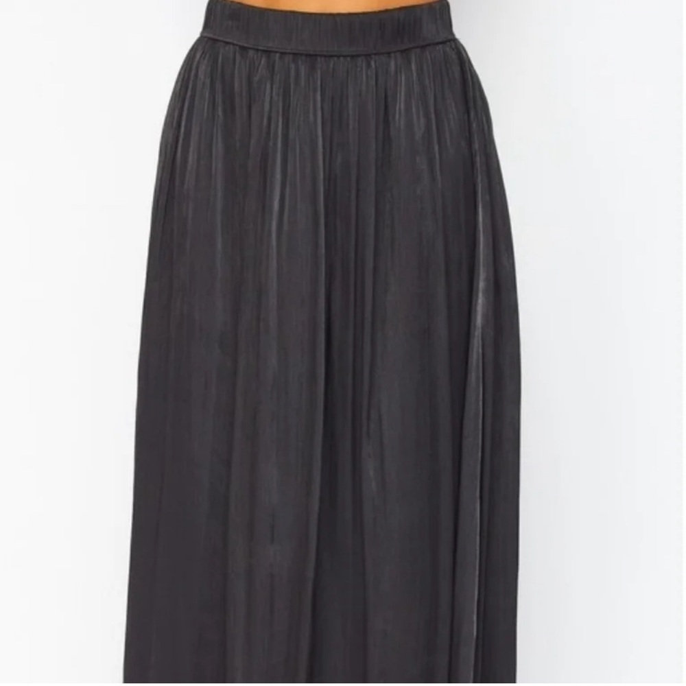 Poem Crinkle Plisse Silky Maxi Skirt Black - NWT!